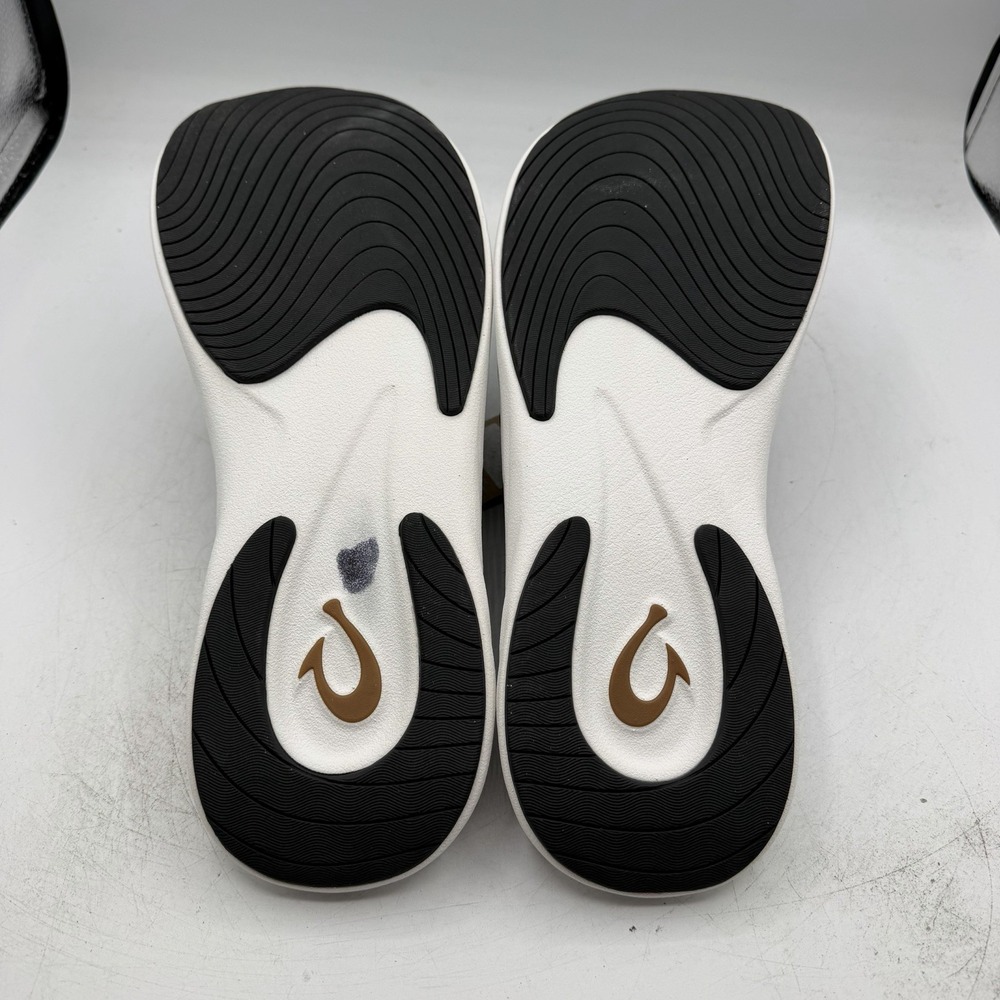 Olukai Komo Slides Men's Size 15 Black White Cushioned Beach Sandals Slip On NWT - Picture 10 of 11